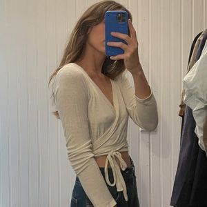 OZMA Cream Wrap Top